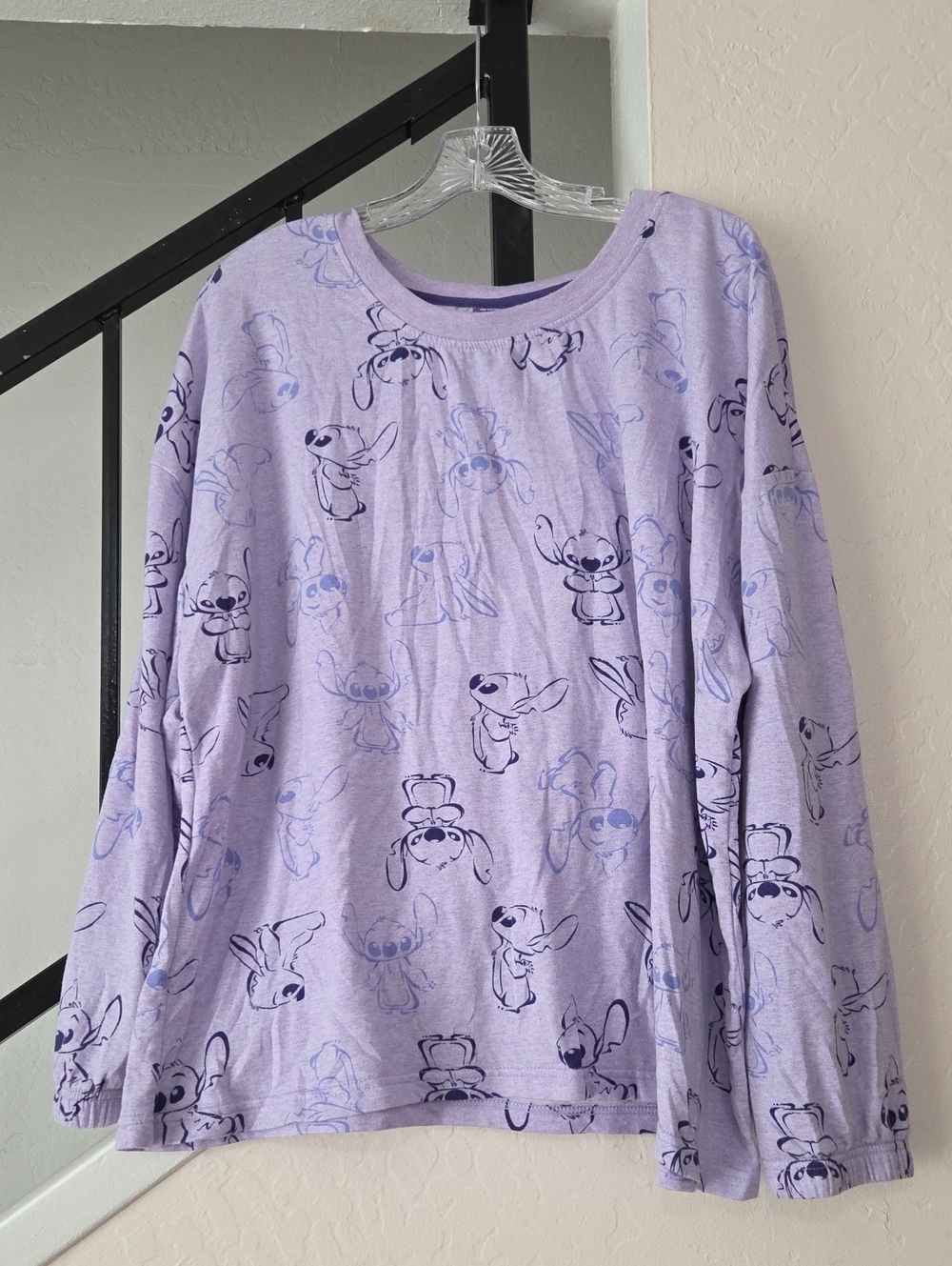Disney Lavender Long-Sleeve Stitch Pajama Top Size XL